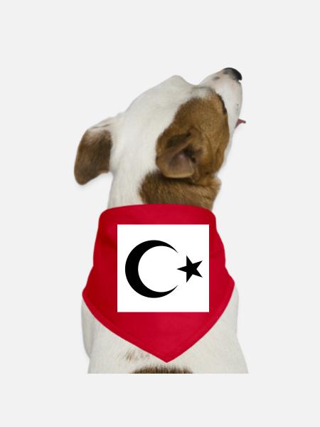 Croissant de Lune avec silhouette d’étoile - Bandana pour chien - rouge - Devant