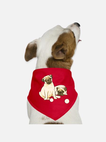 Duos of pugs player and dreamer - Dog Bandana - red - Front
