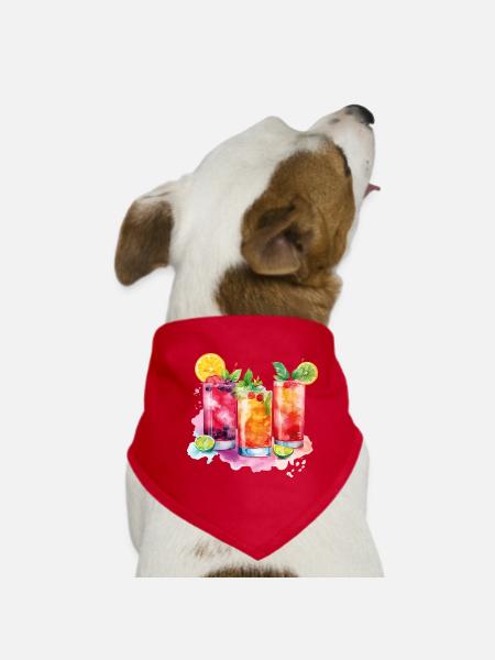 Cocktail Summer Beach Bar Club Party Drink - Bandana pour chien - rouge - Devant
