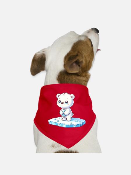 Polar bear on ice floe global warming - Dog Bandana - red - Front