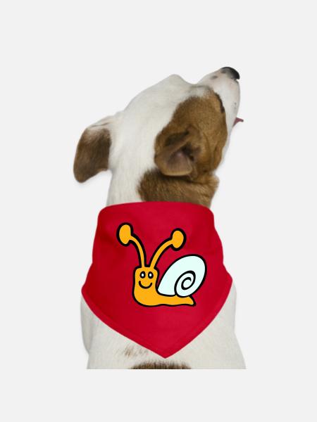 Snail Shell Cute Cute Happy Cool - Dog Bandana - red - Front