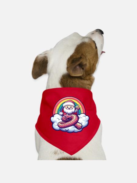 Schlange Kobra Weihnachtsmann Weihnachten - Hunde-Bandana - Rot - Vorne