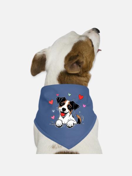 Jack Russell Terrier Pfoten Herz farbig - Hunde-Bandana - Rot - Vorne