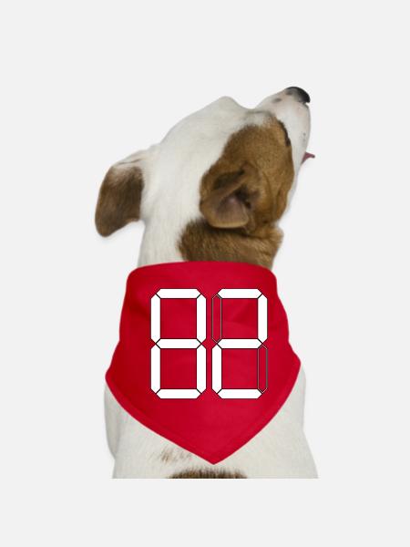 NUMÉRO 82 Quatre-vingt-deux Dons Numérique - Bandana pour chien - rouge - Devant