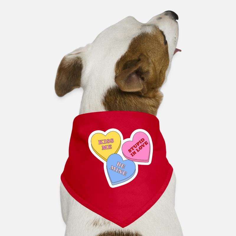 Conception des cœurs de bonbon - Bandana pour chien - rouge