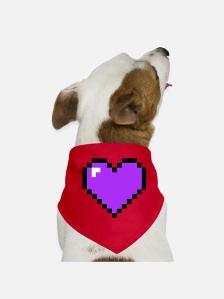 Santé 8-bit du cœur du Pixel - Bandana pour chien - rouge - Devant