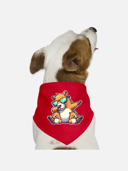 Capybara papa - Dog Bandana - red - Front