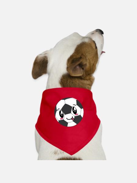 kawaii Fußball - Hunde-Bandana - Rot - Vorne