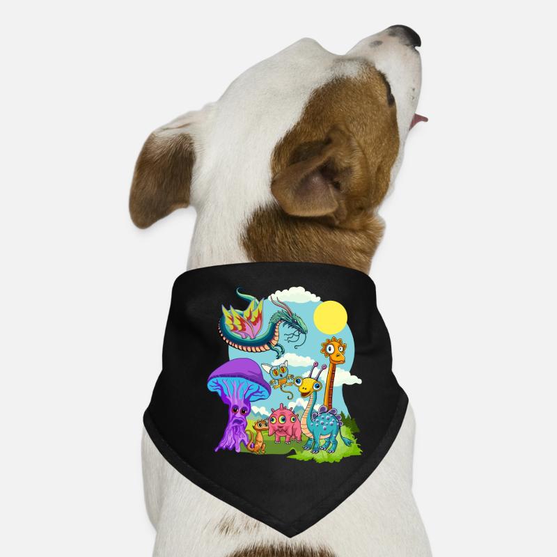 Whimsical Dinosaur and Mythical Creature Scene Dog Bandana