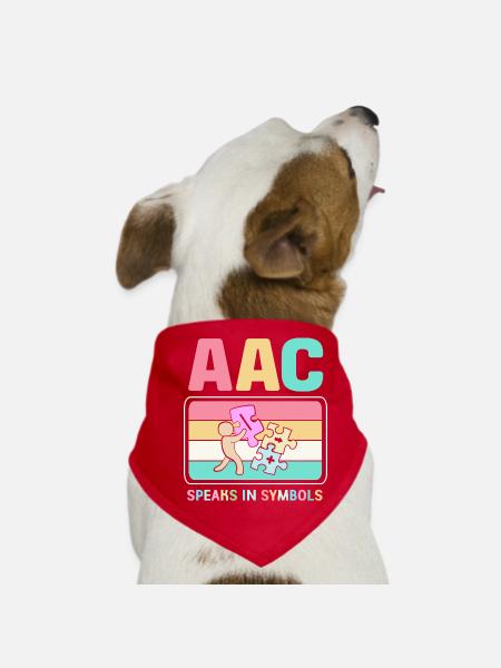 AAC Communication SLP Langue des signes - Bandana pour chien - rouge - Devant