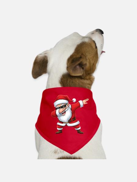 Cooler Dabbing Weihnachtsmann Cartoon Xmas - Hunde-Bandana - Rot - Vorne