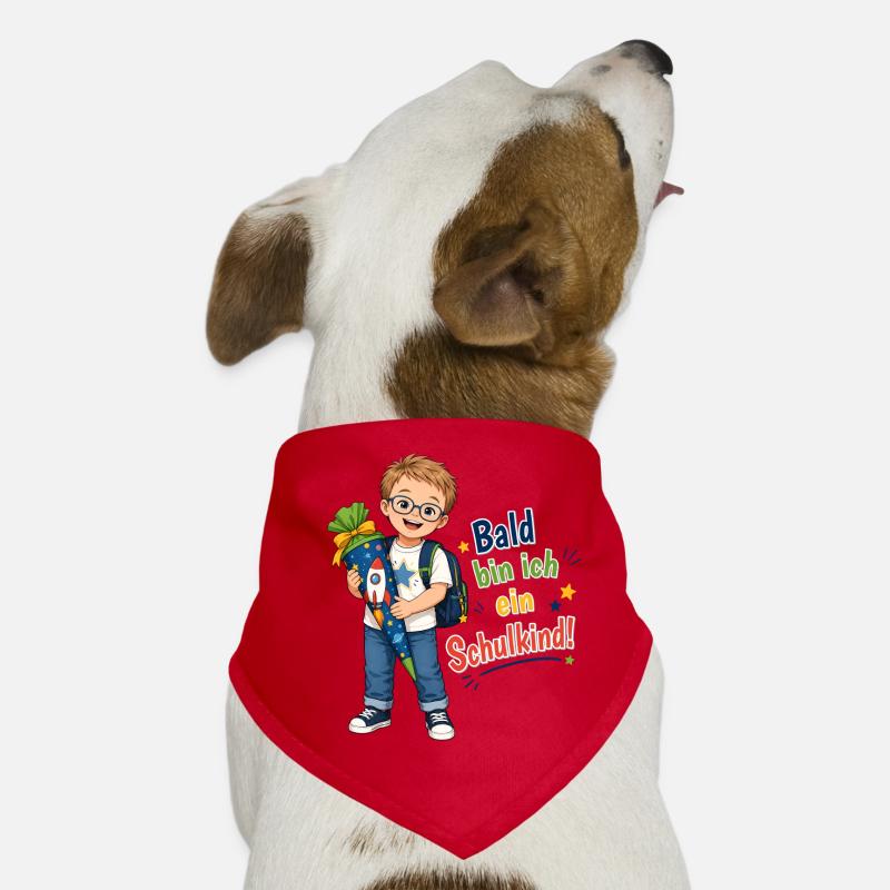 Bald bin ich ein Schulkind – Down Syndrom Junge - Hunde-Bandana - Rot