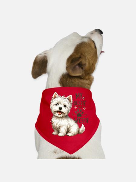 Westie Bestie Design du mignon West Highland Terrier - Bandana pour chien - rouge - Devant
