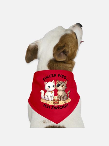Katzen Strand Krabbe Spruch - Hunde-Bandana - Rot - Vorne
