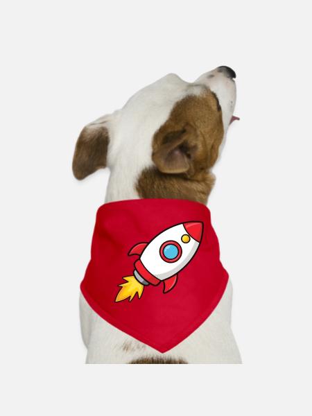 Retro Rocket Burst Design - Dog Bandana - red - Front