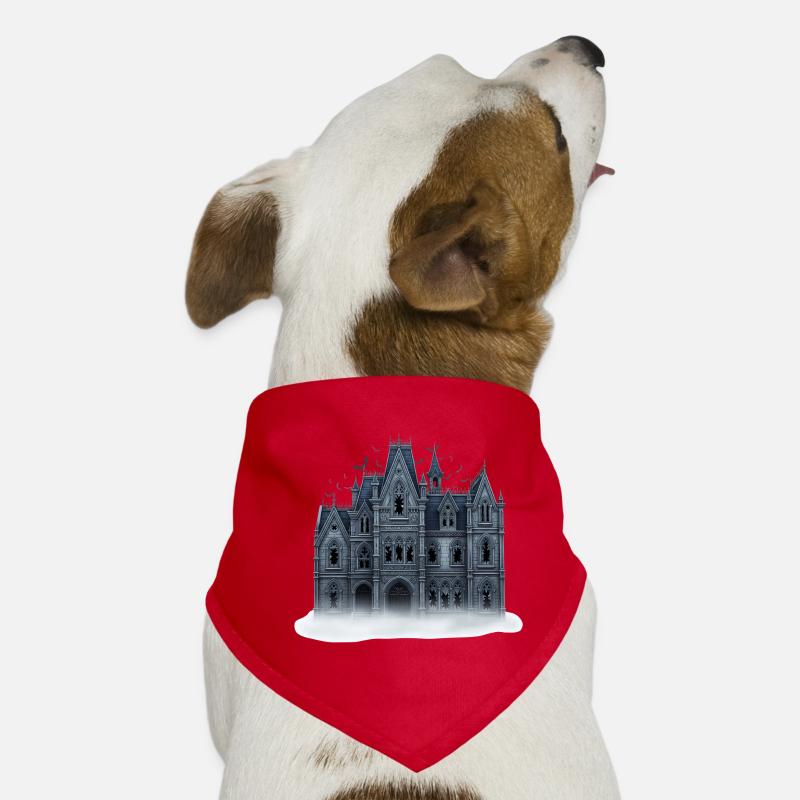 Gothic Haunted House Illustration Dog Bandana