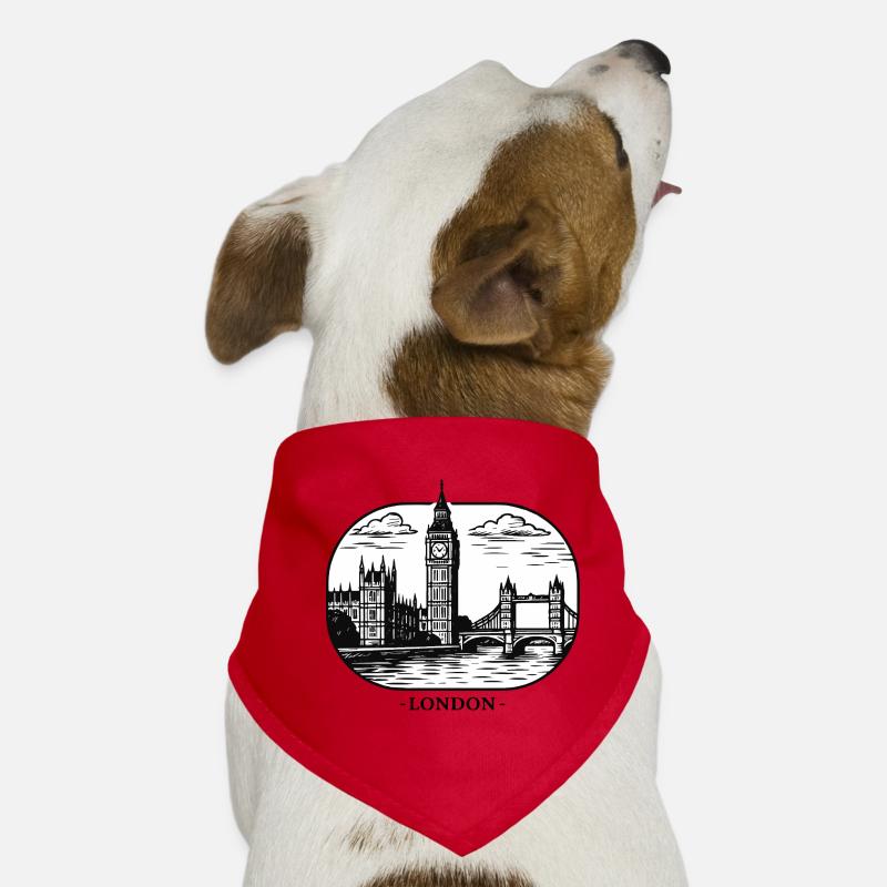 Style de la ligne de Londres : Big Ben et Tower Bridge Bandana pour chien