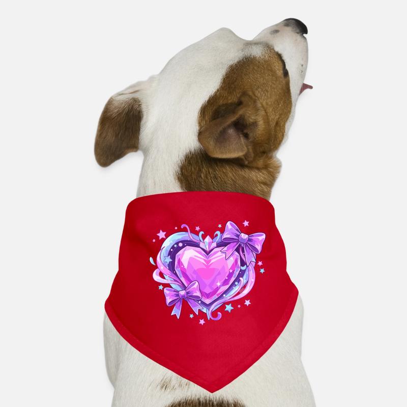 Purple Crystal Heart with Bows Dog Bandana