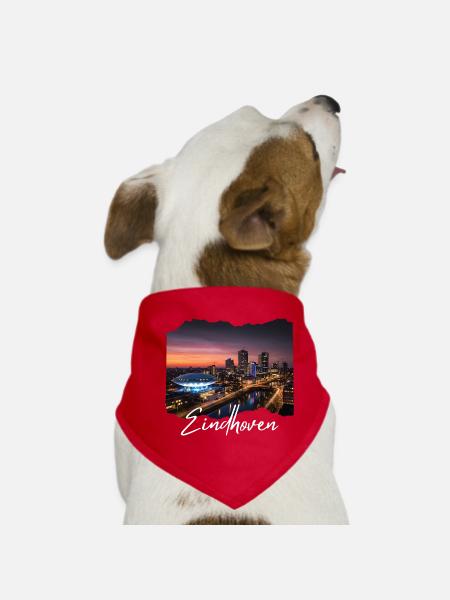 Eindhoven Abend Skyline - Hunde-Bandana - Rot - Vorne