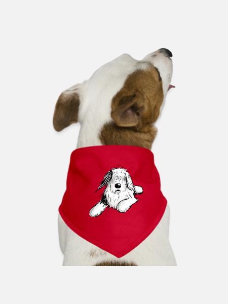 Fourrure Bobtail I Berled Collie Chien I Cadeau - Bandana pour chien - rouge - Devant
