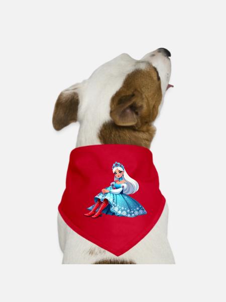 Ded Moroz Snegourotchka, Père Noël russe - Bandana pour chien - rouge - Devant