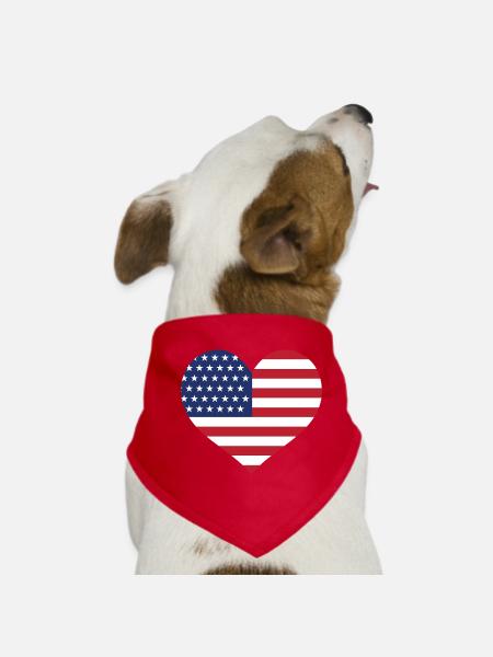 USA Flag Heart - Dog Bandana - red - Front