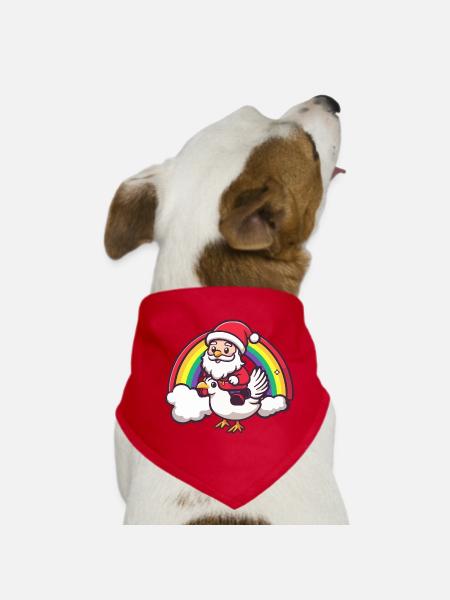 Chicken Santa Claus Christmas - Dog Bandana - red - Front