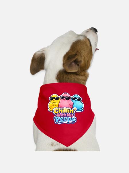 Chick, Spring, Flowers, Summer, Easter, Garden - Dog Bandana - red - Front