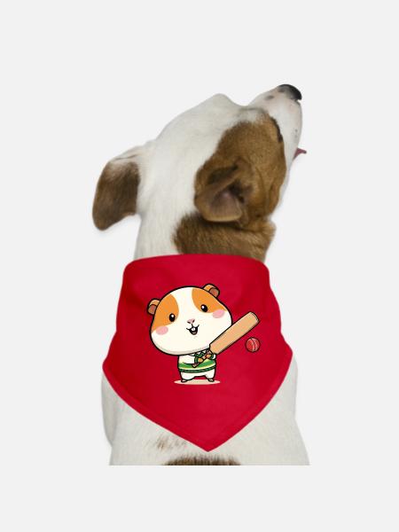 Süßes Cricket Meerschweinchen Cartoon - Hunde-Bandana - Rot - Vorne