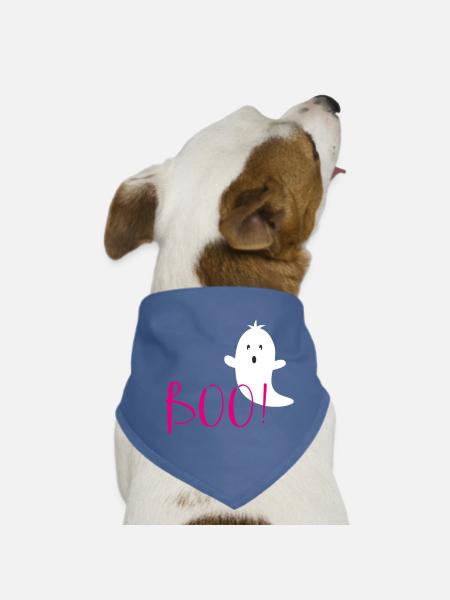 Boo – Drôle de design de fantôme pour Halloween - Bandana pour chien - rouge - Devant
