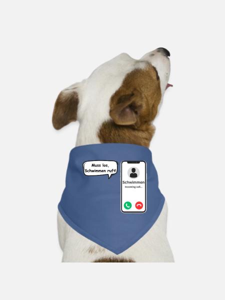 Swimming Calls - Sports Saying - ApriNoeScor - Dog Bandana - red - Front