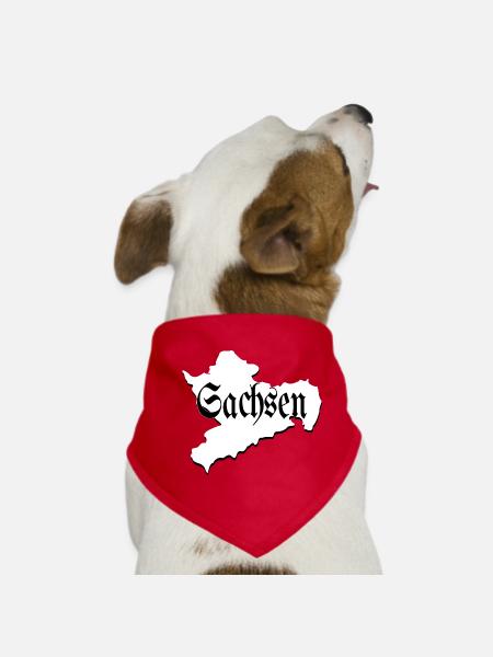 Saxony black and white - Dog Bandana - red - Front