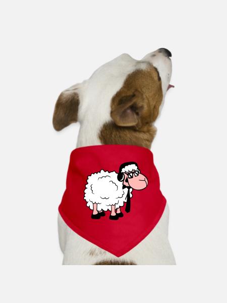 mouton lunettes de soleil cravate musique DJ casque Fun - Bandana pour chien - rouge - Devant