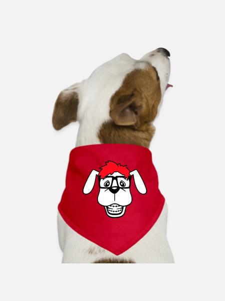 Hund Nerd Hornbrille Geek Zahnspange Schlau Lustig - Hunde-Bandana - Rot - Vorne