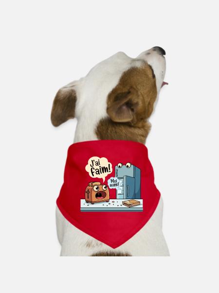 J'ai Faim Humour Grille-Pain Frigo - Bandana pour chien - rouge - Devant