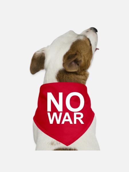 NO WAR - white large font letters font - Dog Bandana - red - Front