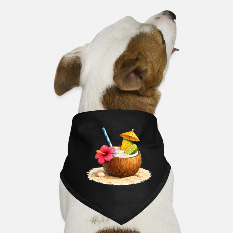 Tropical cocktail in the coconut on the beach Dog Bandana