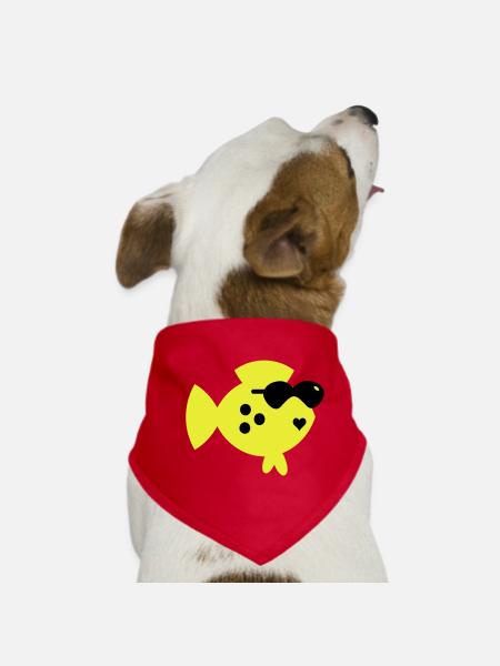 poissons aveugles / blind fish (2c) - Bandana pour chien - rouge - Devant