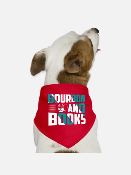 Bourbon And Books Whiskey Drinking - Dog Bandana - red - Front