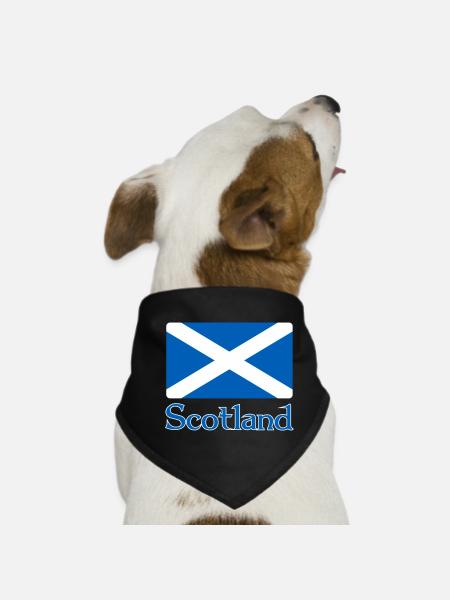 Scotland Flag with text - Dog Bandana - black - Front