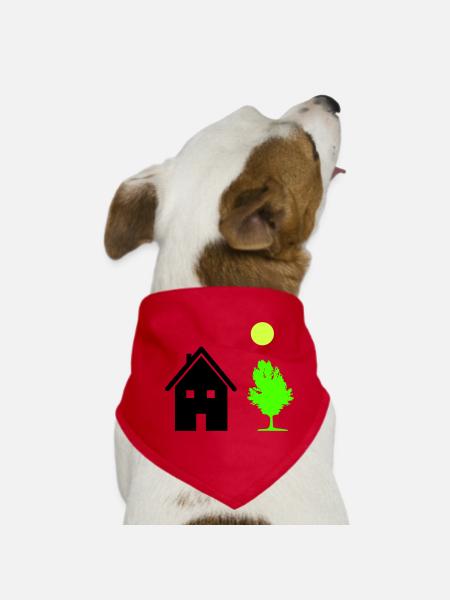 House Tree - Dog Bandana - red - Front