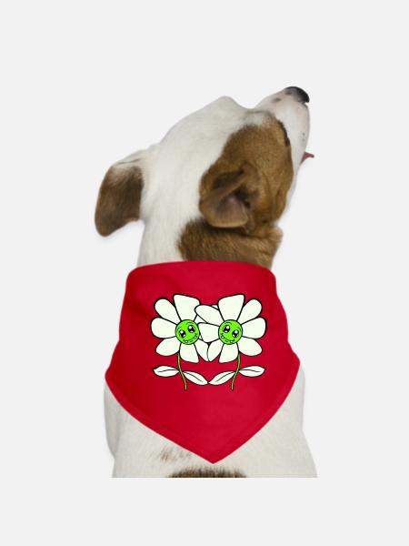 Deux jolies belles fleurs amies - Bandana pour chien - rouge - Devant