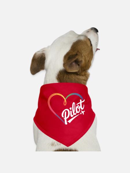 Pilot Herz - Hunde-Bandana - Rot - Vorne