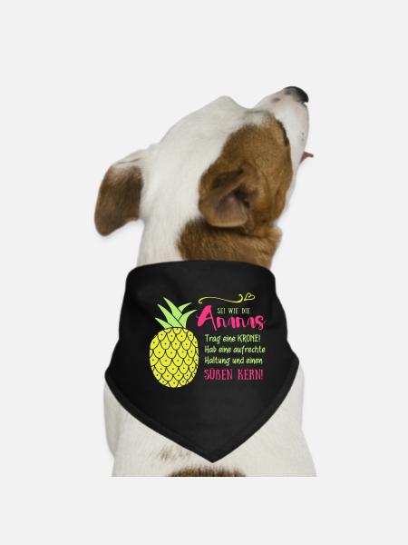 Ananas Krone Spruch - Hunde-Bandana - Schwarz - Vorne