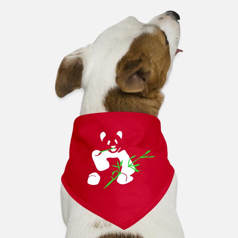 Panda mit Bambus - Hunde-Bandana - Rot
