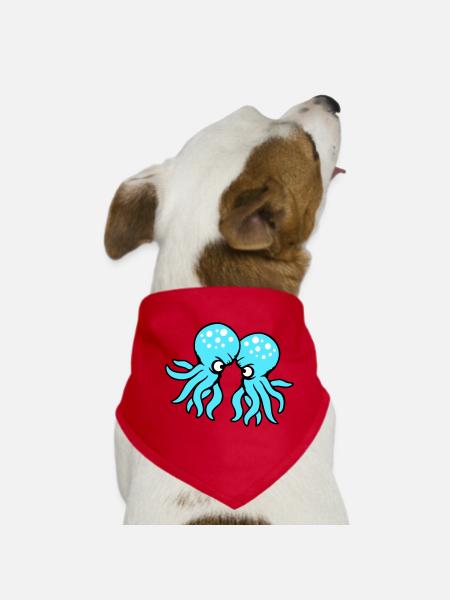 2 Oktopus Freunde Zwei kämpfende Feinde Rivalen - Hunde-Bandana - Rot - Vorne