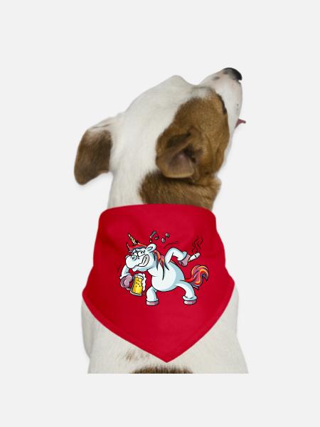 Besoffenes Einhorn - Hunde-Bandana - Rot - Vorne