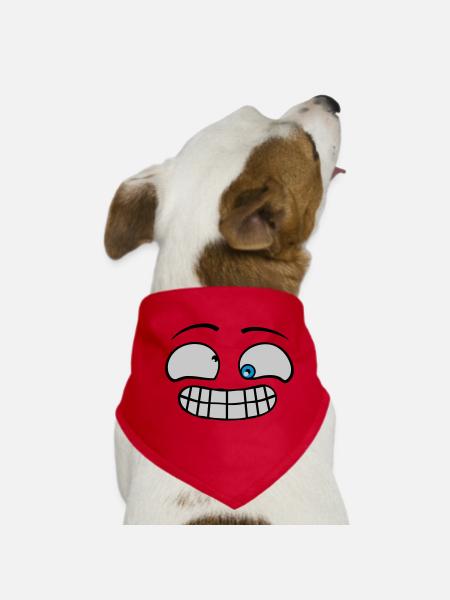 Freches Grimasse Gesicht - Hunde-Bandana - Rot - Vorne