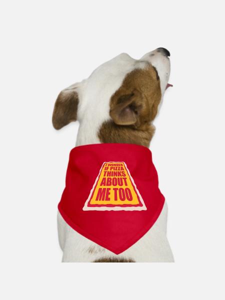 pizza thinks about me - Dog Bandana - red - Front