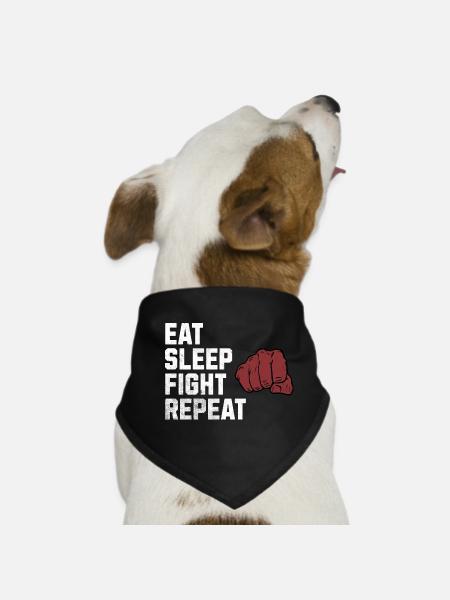 Manger, dormir, se battre, répéter : la vie d’un guerrier - Bandana pour chien - noir - Devant